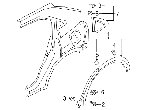 Mitsubishi 76938W010P Quarter Pillar Trim, Passenger Side