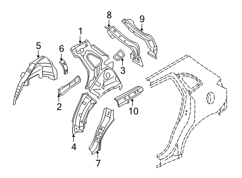 Mitsubishi 76652W010P Inner Panel, Passenger Side