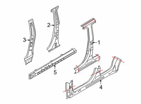 Mitsubishi 765M0W100P Center Pillar Reinforcement, Passenger Side