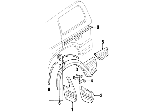 Mitsubishi MB646937 Mud Guard, Driver Side