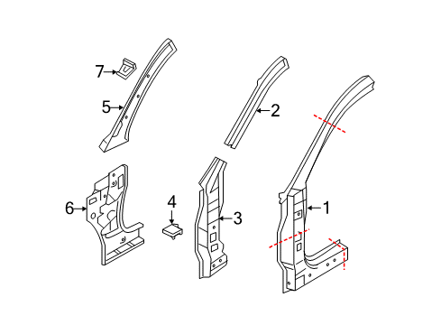 Mitsubishi 5311B817 Hinge Pillar, Driver Side