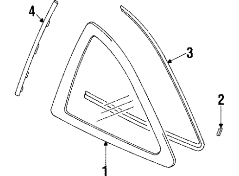 Mitsubishi MR192614 Quarter Glass, Passenger Side
