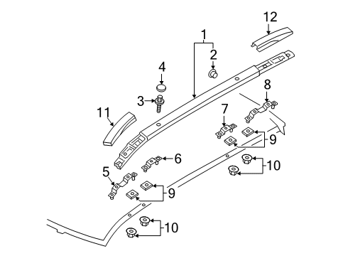 Mitsubishi 73821W040P Roof Rail, Driver Side Black