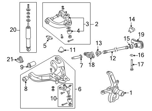 2003 Mitsubishi Montero Sport Front Suspension Components Diagram