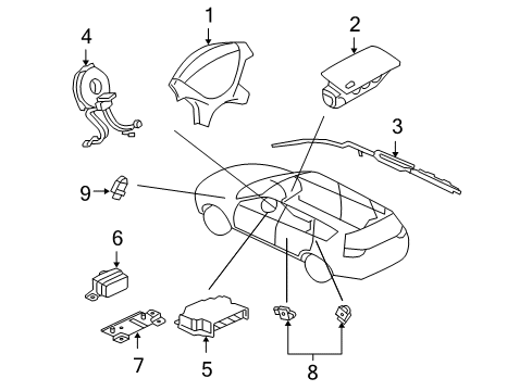 2008 Mitsubishi Outlander Air Bag Components