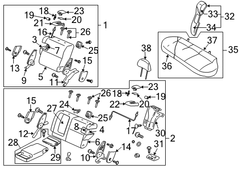 2004 Mitsubishi Lancer Rear Seat Components