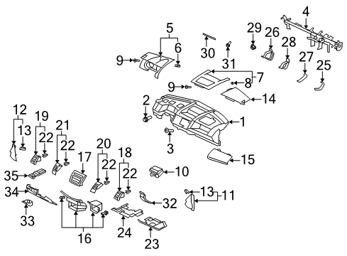 2012 Mitsubishi Outlander Instrument Panel Components