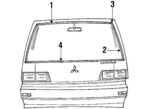 1987 Mitsubishi Van Glass & Moldings - Front