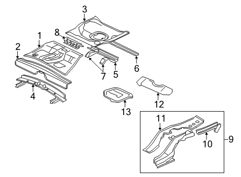 2008 Mitsubishi Lancer Rear Floor & Rails