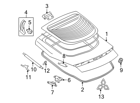 2011 Mitsubishi Eclipse Exterior Trim - Lift Gate Diagram