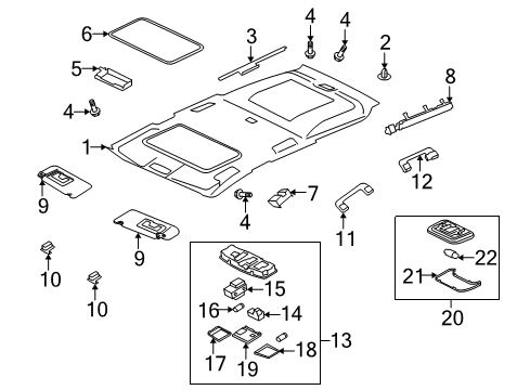 2012 Mitsubishi Outlander Interior Trim - Roof