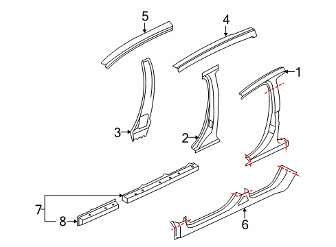 2008 Mitsubishi Outlander Center Pillar & Rocker