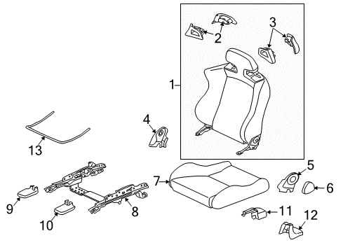 2012 Mitsubishi Lancer Driver Seat Components