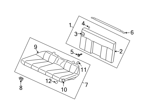 2012 Mitsubishi Eclipse Rear Seat Components