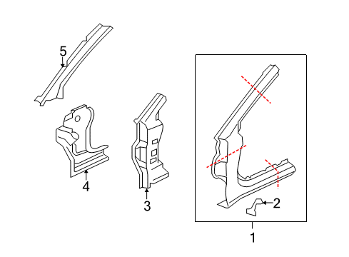 2012 Mitsubishi Lancer Hinge Pillar