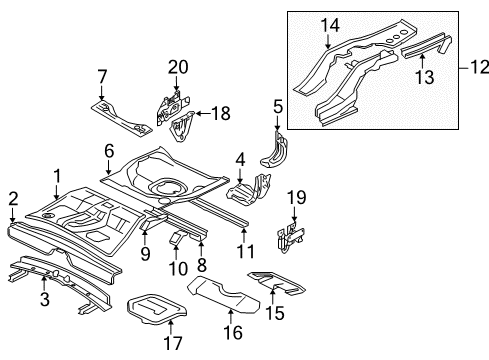 2012 Mitsubishi Lancer Rear Floor & Rails
