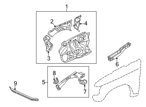 2001 Mitsubishi Montero Structural Components & Rails