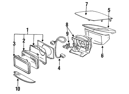 1991 Mitsubishi 3000GT Headlamp Components