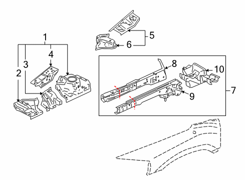 2005 Mitsubishi Endeavor Inner Components - Fender