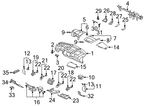 2008 Mitsubishi Outlander Instrument Panel Components