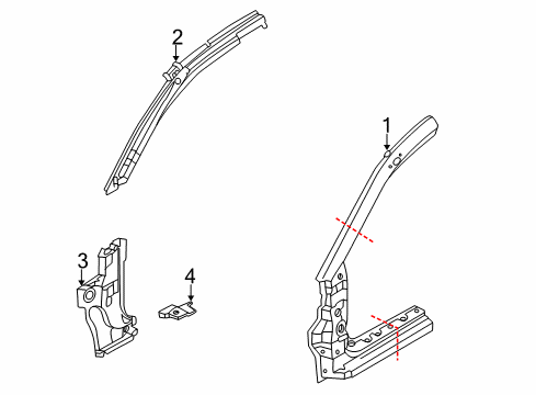 2004 Mitsubishi Lancer Hinge Pillar