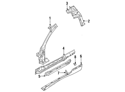 1997 Mitsubishi Eclipse Hinge Pillar