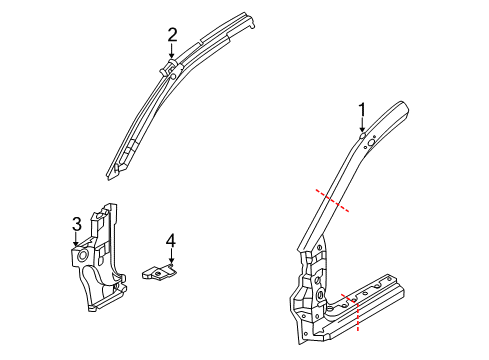 2007 Mitsubishi Lancer Hinge Pillar