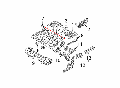 2004 Mitsubishi Lancer Rear Floor & Rails