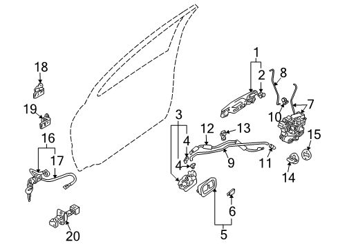 2006 Mitsubishi Lancer Latch, Driver Side Diagram for MN159933