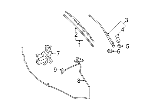 2011 Mitsubishi Eclipse Wiper & Washer Components Diagram