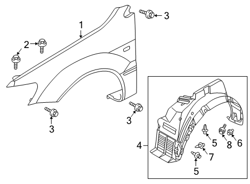 2004 Mitsubishi Lancer Fender & Components
