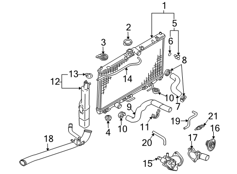 2006 Mitsubishi Lancer Radiator & Components Diagram 3