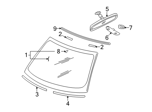 2011 Mitsubishi Eclipse Glass - Windshield Diagram 2