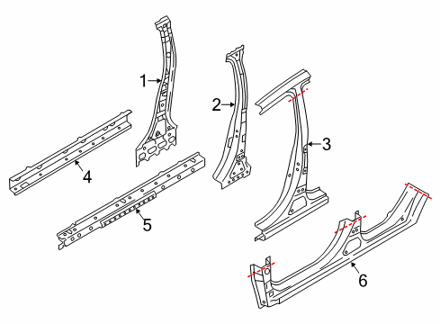 2017 Mitsubishi Mirage Center Pillar & Rocker
