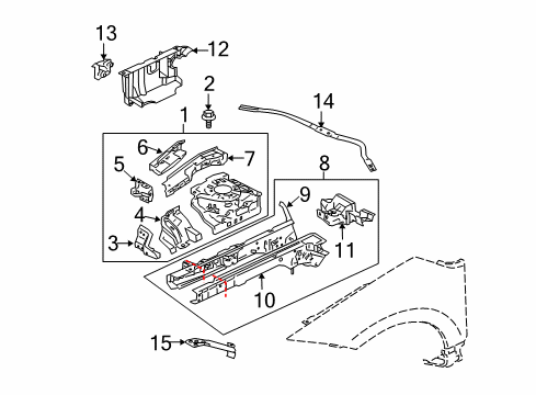 2009 Mitsubishi Eclipse Outer Rail, Driver Side Diagram for 5220C099