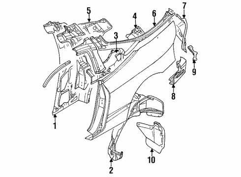 1997 Mitsubishi Eclipse Inner Structure & Rails - Quarter Panel