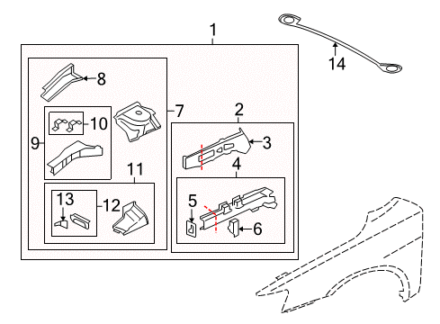 2008 Mitsubishi Lancer Structural Components & Rails