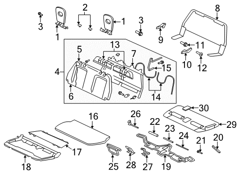 2011 Mitsubishi Outlander Rear Seat Components Diagram 3