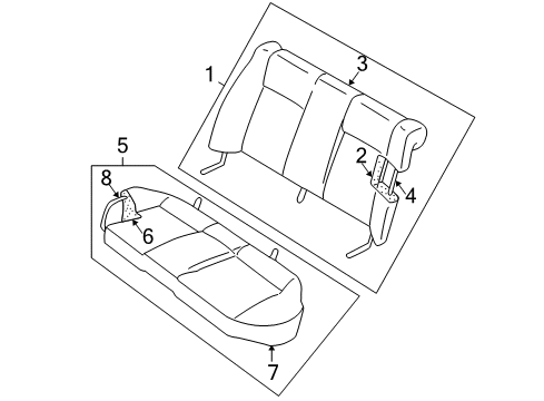 2007 Mitsubishi Lancer Rear Seat Components