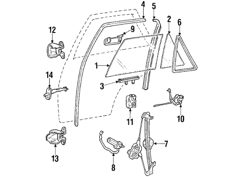1985 Mitsubishi Galant Glass - Door Diagram 2