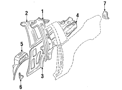 1991 Mitsubishi Eclipse Inner Structure - Quarter Panel
