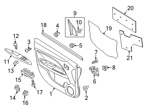 2014 Mitsubishi Mirage Interior Trim - Front Door