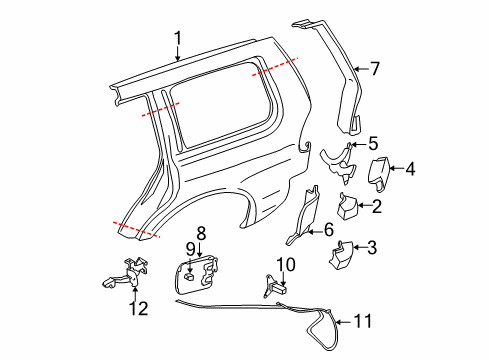 2004 Mitsubishi Montero Sport Fuel Door