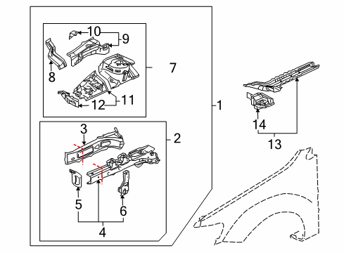 2008 Mitsubishi Outlander Structural Components & Rails