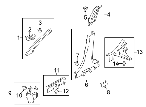 2014 Mitsubishi Mirage Interior Trim - Pillars