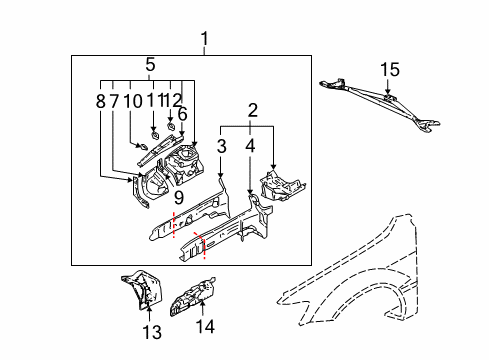 2004 Mitsubishi Lancer Structural Components & Rails