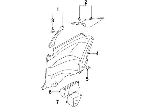 2002 Mitsubishi Mirage Interior Trim - Quarter Panels