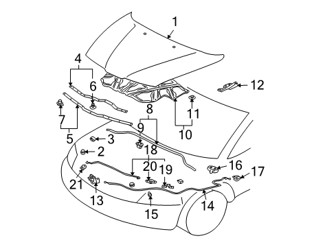 2005 Mitsubishi Endeavor Hood & Components