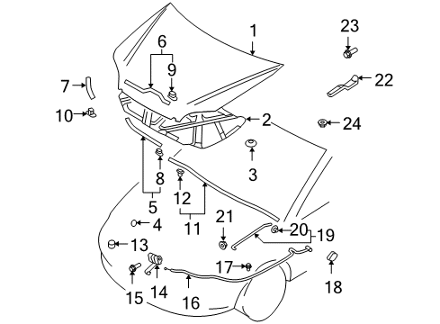 2008 Mitsubishi Outlander Hood & Components