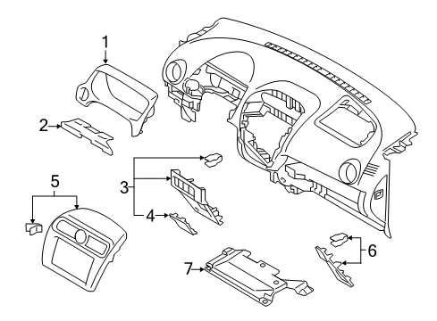 2014 Mitsubishi Mirage Instrument Panel Components